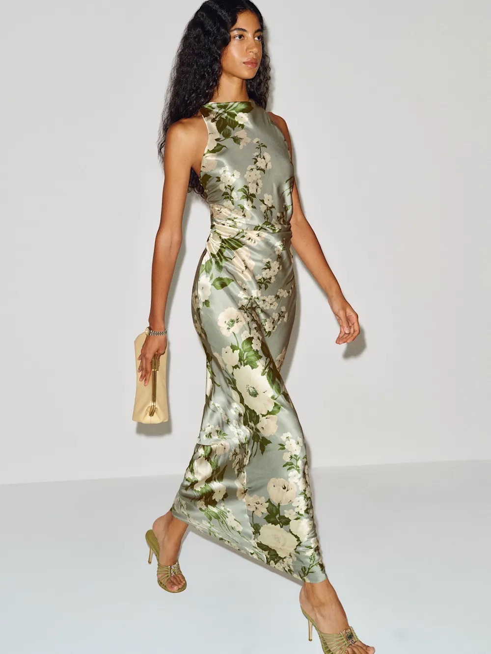 Reformation sage green floral halter silk maxi dress - Picture 4 of 4